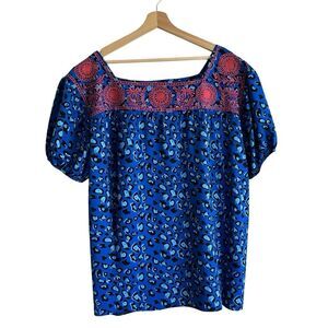 Layerz Clothing Tunic Sz 3X Women’s Embroidered Animal Print Boho Peasant